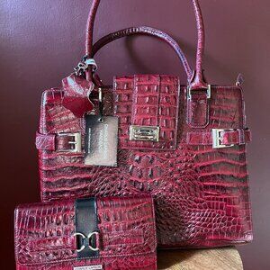 Burgundy leather tote